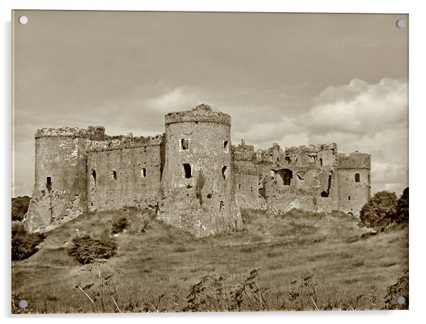 Carew Castle. Pembrokeshire. Wales. Acrylic by paulette hurley