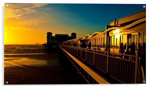 The Grand pier at Weston Acrylic by Rob Hawkins