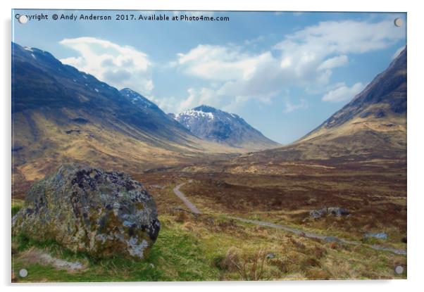Towards Glencoe Scotland Acrylic by Andy Anderson