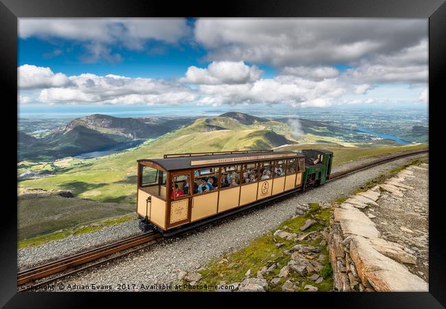 Snowdon Mountain Railway Framed Print by Adrian Evans