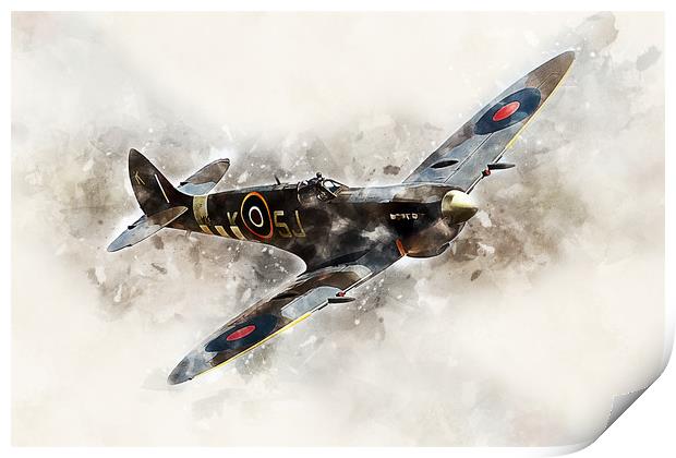Spitfire Mk LFIXe - Painting Print by J Biggadike