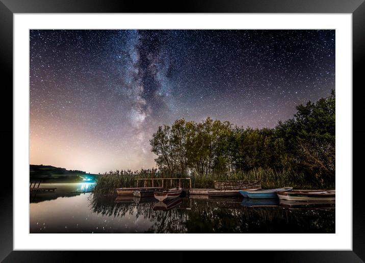 Night Sky Over Llangorse Lake Framed Mounted Print by Karl McCarthy