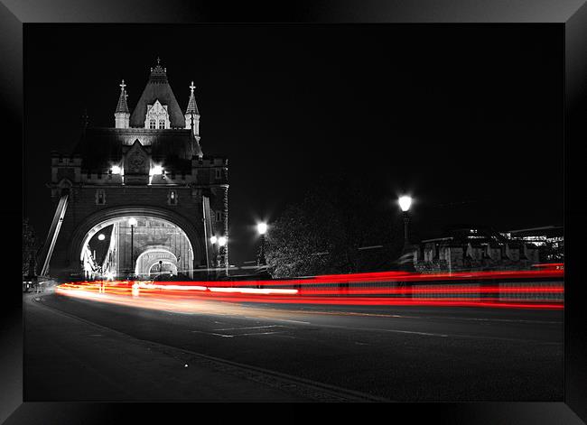 Tower Bridge Light Trails Framed Print by Toon Photography