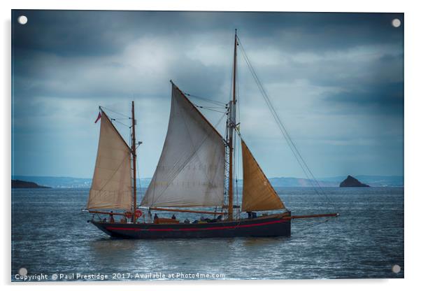 Brixham Sail Trawler 'Leader' Acrylic by Paul F Prestidge