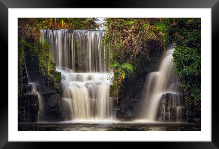 Penllergare waterfall Framed Mounted Print by Leighton Collins