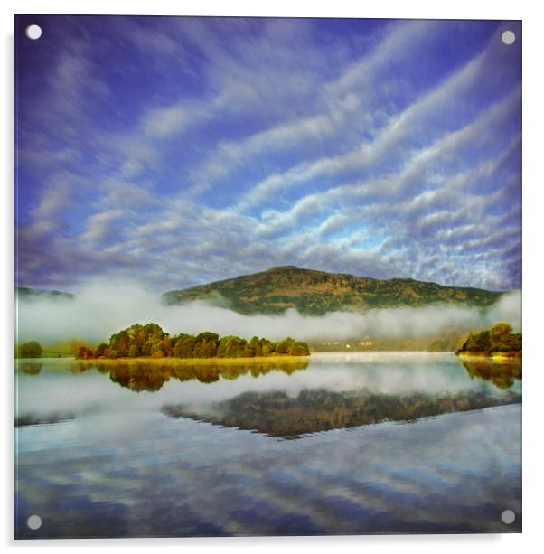 October Morming on Lake Grasmere Acrylic by Adrian Campfield