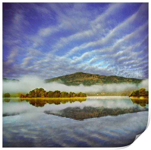 October Morming on Lake Grasmere Print by Adrian Campfield