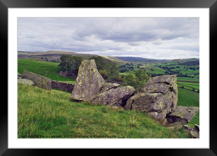 Glacial Erratics at Norber Framed Mounted Print by Steven Watson