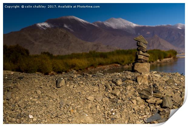 Standing stones in Tibet Print by colin chalkley