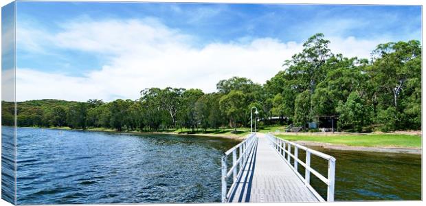 Waterfront Park and Lake Jetty Canvas Print by Geoff Childs