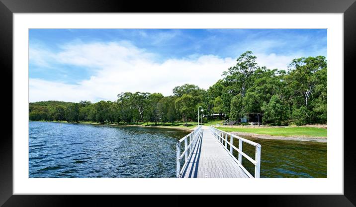 Waterfront Park and Lake Jetty Framed Mounted Print by Geoff Childs