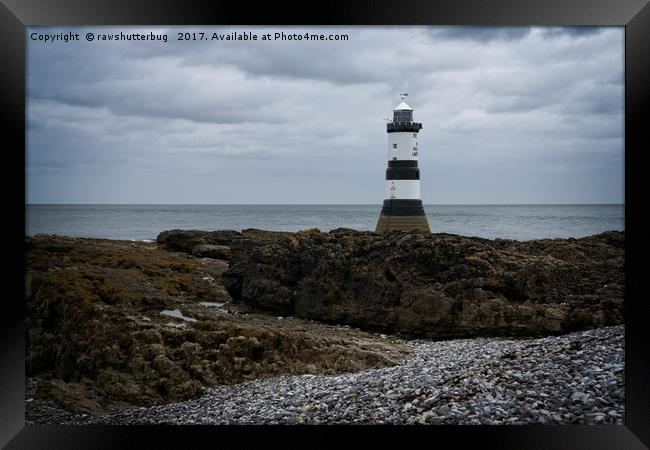 View Of The Trwyn Du Lighthouse Framed Print by rawshutterbug 