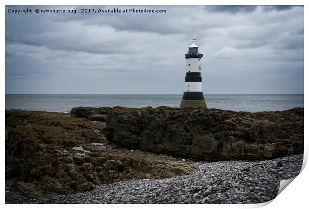 View Of The Trwyn Du Lighthouse Print by rawshutterbug 