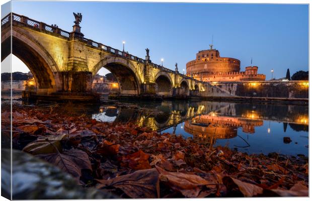 Rome, Ponte Sant'Angelo and Castel Sant'Angelo Canvas Print by Luigi Scuderi