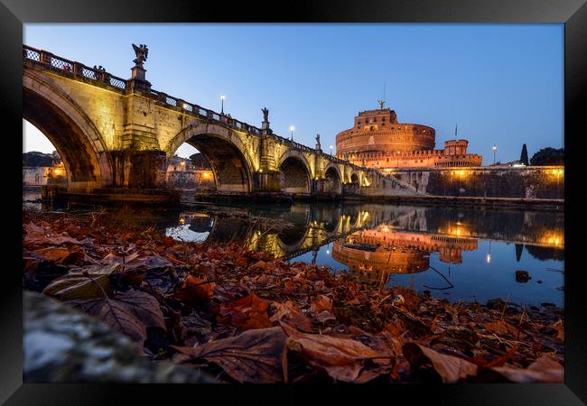 Rome, Ponte Sant'Angelo and Castel Sant'Angelo Framed Print by Luigi Scuderi