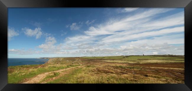 Big sky over lands end Cornwall Framed Print by Eddie John