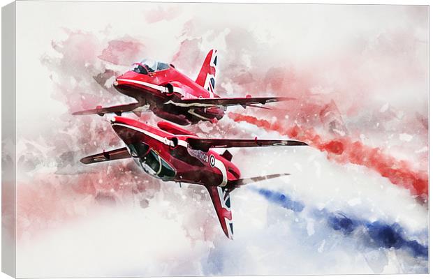 Red Arrows Synchro - Painting Canvas Print by J Biggadike