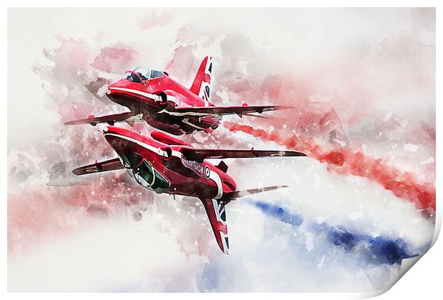 Red Arrows Synchro - Painting Print by J Biggadike