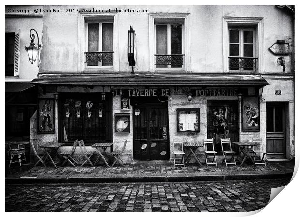 Cafe in Monmartre Paris Print by Lynn Bolt
