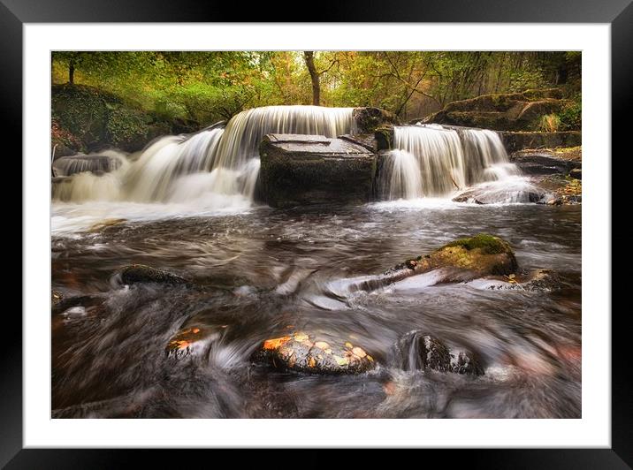 Taf Fechan Forest waterfall Framed Mounted Print by Leighton Collins