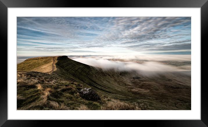 Mist sweeping over Corn Du - Brecon Beacons Framed Mounted Print by Karl McCarthy