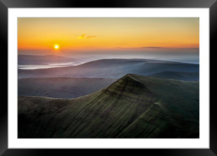 Sunrise over the Brecon Beacons Framed Mounted Print by Karl McCarthy