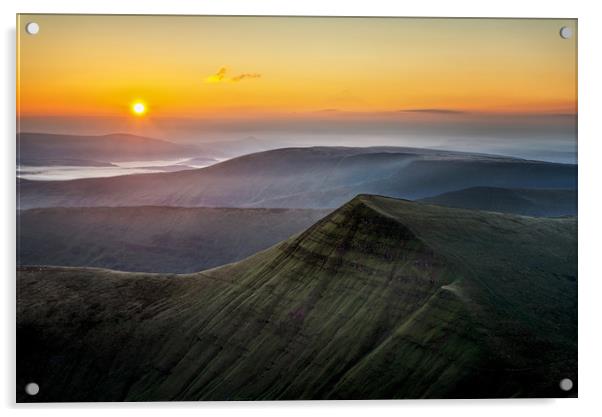 Sunrise over the Brecon Beacons Acrylic by Karl McCarthy