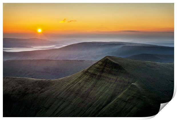 Sunrise over the Brecon Beacons Print by Karl McCarthy