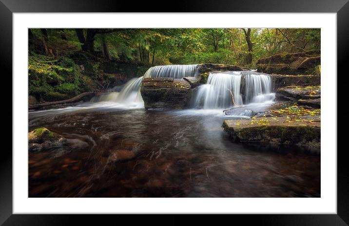 Pont Cwmyfedwen waterfall Framed Mounted Print by Leighton Collins