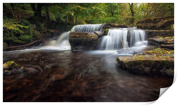 Pont Cwmyfedwen waterfall Print by Leighton Collins