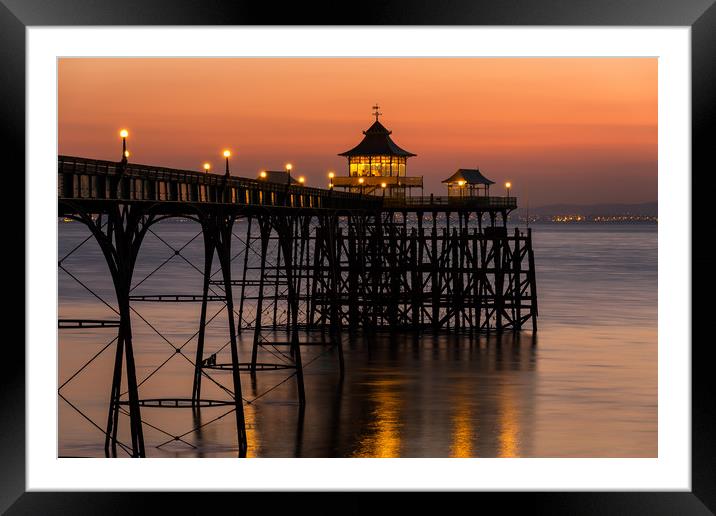 After the sun sets at Clevedon Pier Framed Mounted Print by Dean Merry