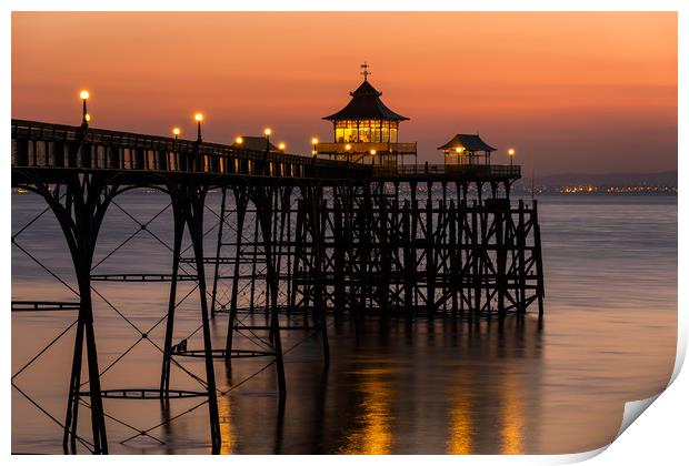 After the sun sets at Clevedon Pier Print by Dean Merry