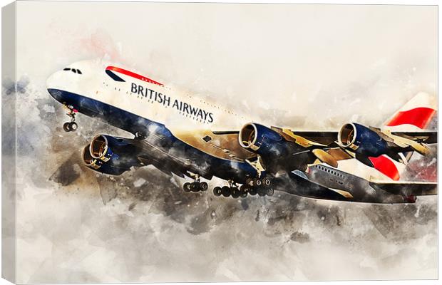British Airways A380 - Painting Canvas Print by J Biggadike