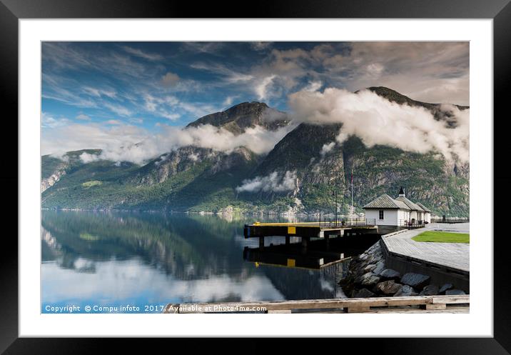 mountains and clouds above the eidfjord in norway Framed Mounted Print by Chris Willemsen