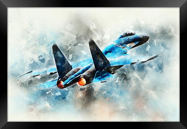 SU-27 Flanker - Painting Framed Print by J Biggadike