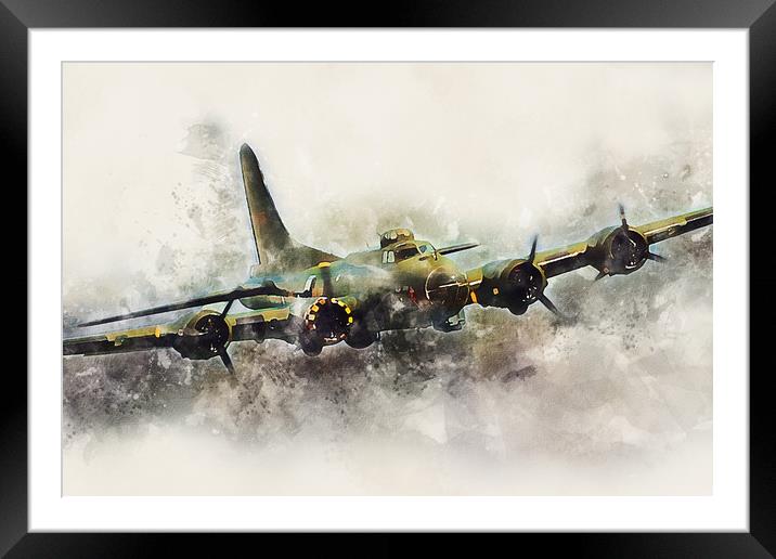 B-17 Flying Fortress - Painting Framed Mounted Print by J Biggadike