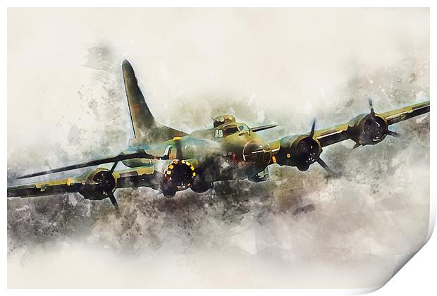 B-17 Flying Fortress - Painting Print by J Biggadike