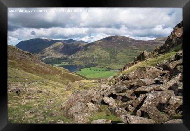 Looking back on route to Haystacks Framed Print by Gary Kenyon