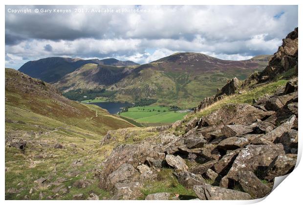 Looking back on route to Haystacks Print by Gary Kenyon
