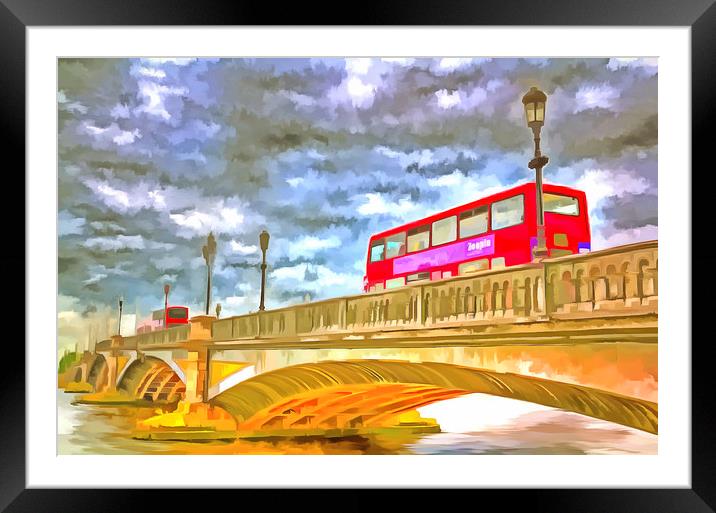 Battersea Bridge Pop Art Framed Mounted Print by David Pyatt