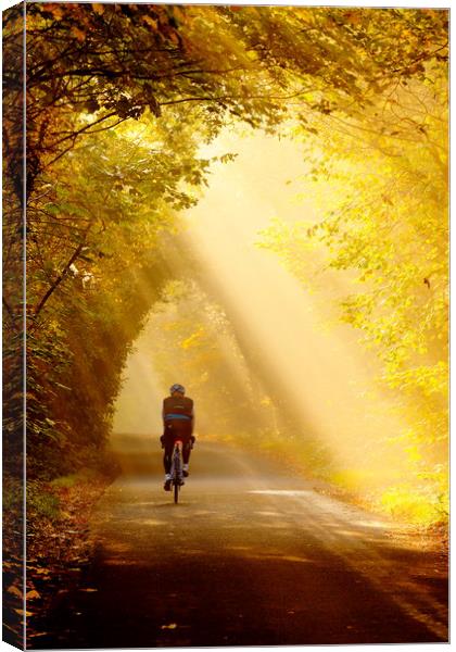 Cycling through the mist 2 Canvas Print by Jonathan Smith