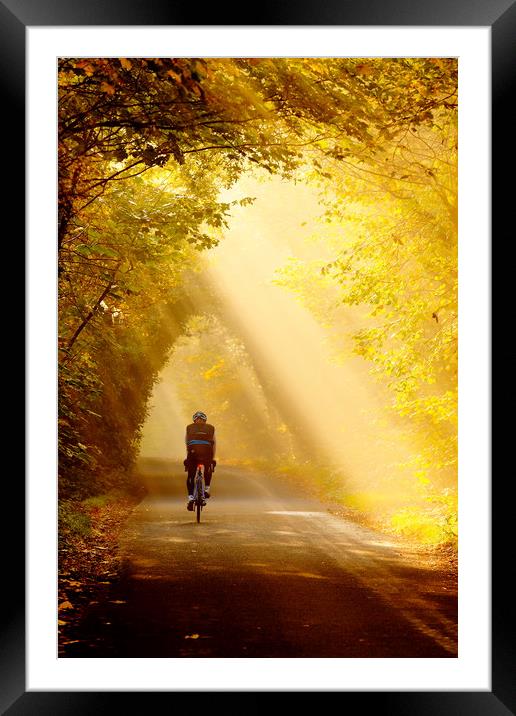 Cycling through the mist 2 Framed Mounted Print by Jonathan Smith