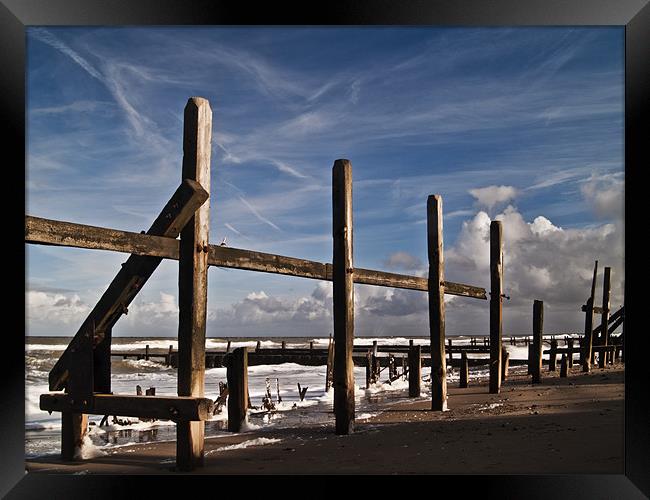 Happisburgh Sea Defences HDR Colour Framed Print by Paul Macro
