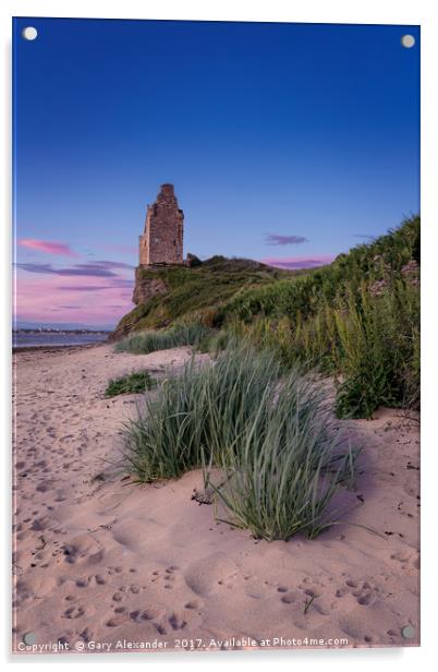 Greenan Castle at Sunset, Ayr, Scotland. Acrylic by Gary Alexander