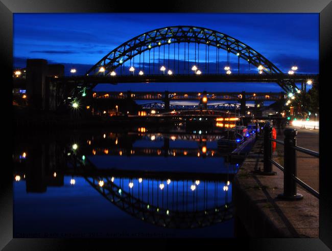 bridge reflections tyne Framed Print by eric carpenter