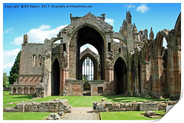 Melrose Abbey, Scottish Borders Print by Bill Spiers