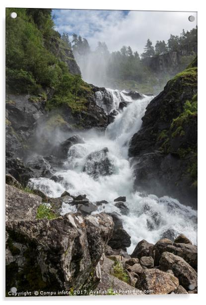 Latefossen waterfall norway Acrylic by Chris Willemsen
