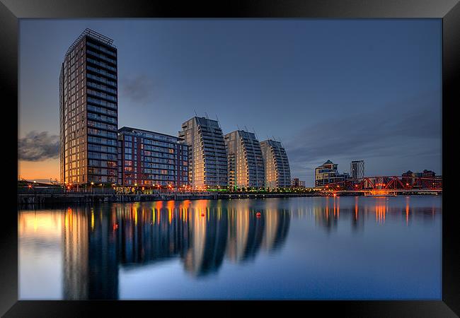 Reflections at Salford Quays Framed Print by Jeni Harney