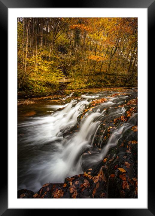 Autumn Waterfall - Wales Framed Mounted Print by Jonathan Smith