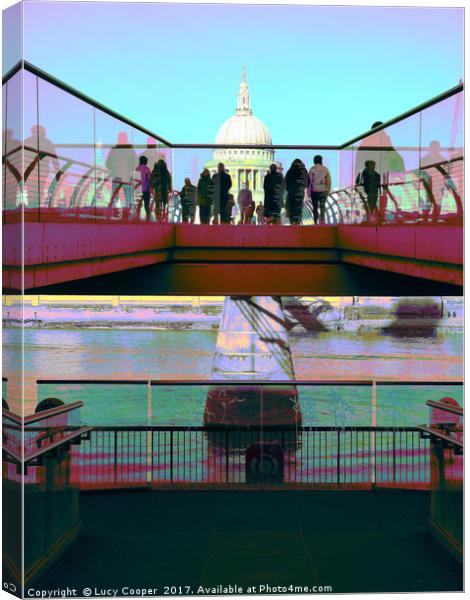St Paul's and Millennium Bridge Canvas Print by Lucy Cooper